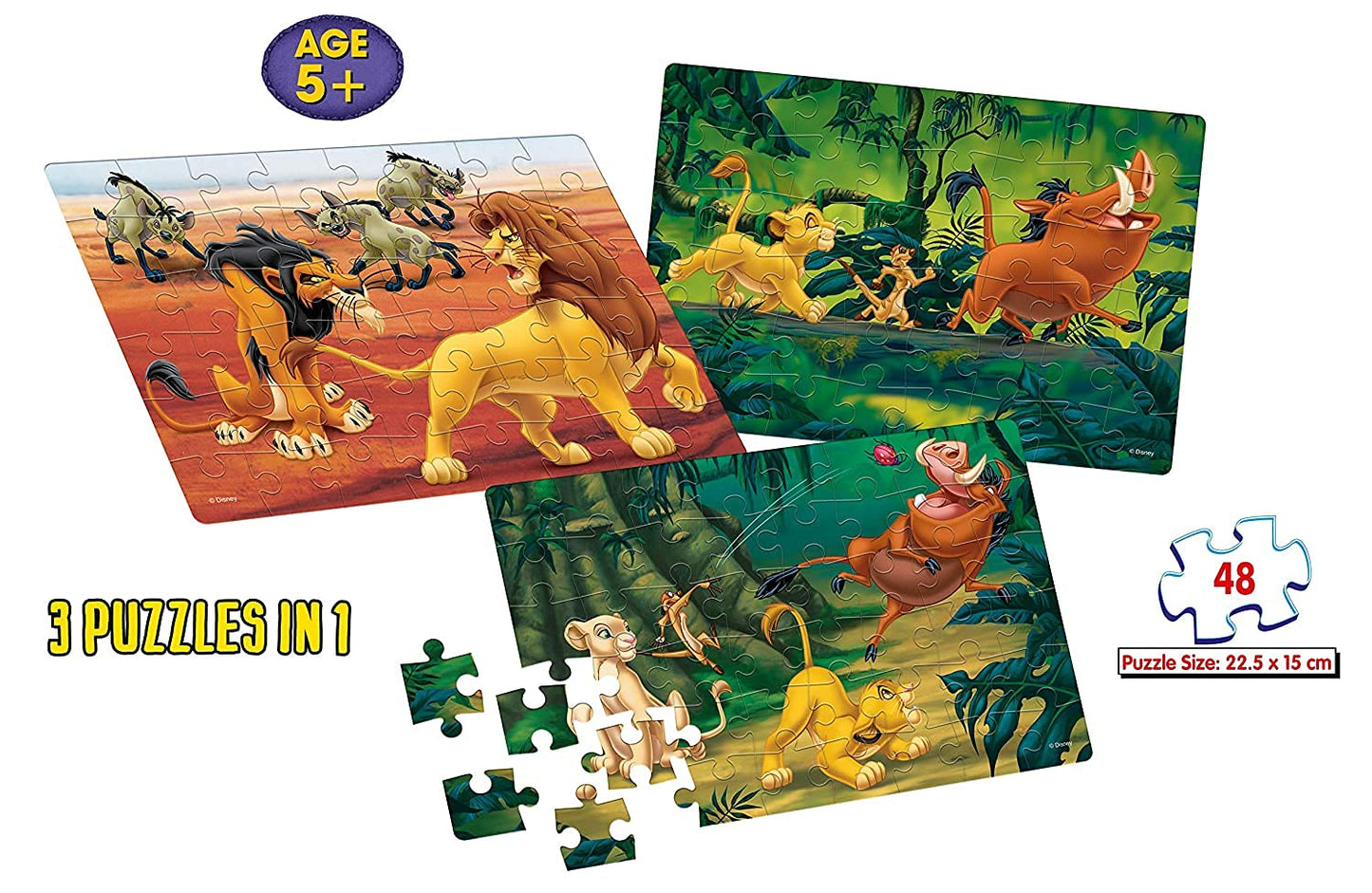 Frank Disney The Lion King (48 Pieces) 3 in 1 Jigsaw Puzzle for Kids Above 5+ Years