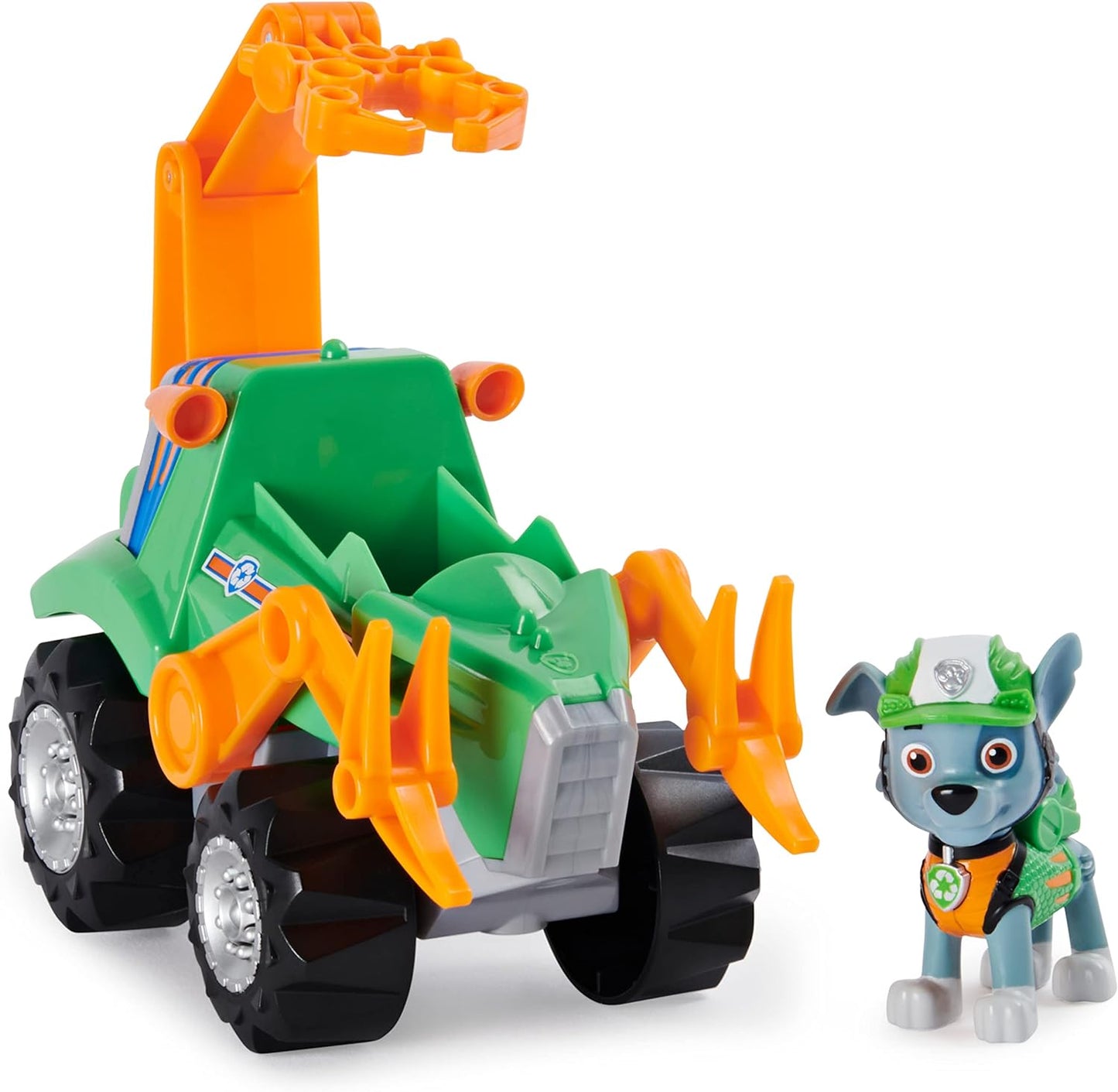 PAW Patrol Dino Rescue Rocky’s Deluxe Rev Up Vehicle with Mystery Dinosaur Figure