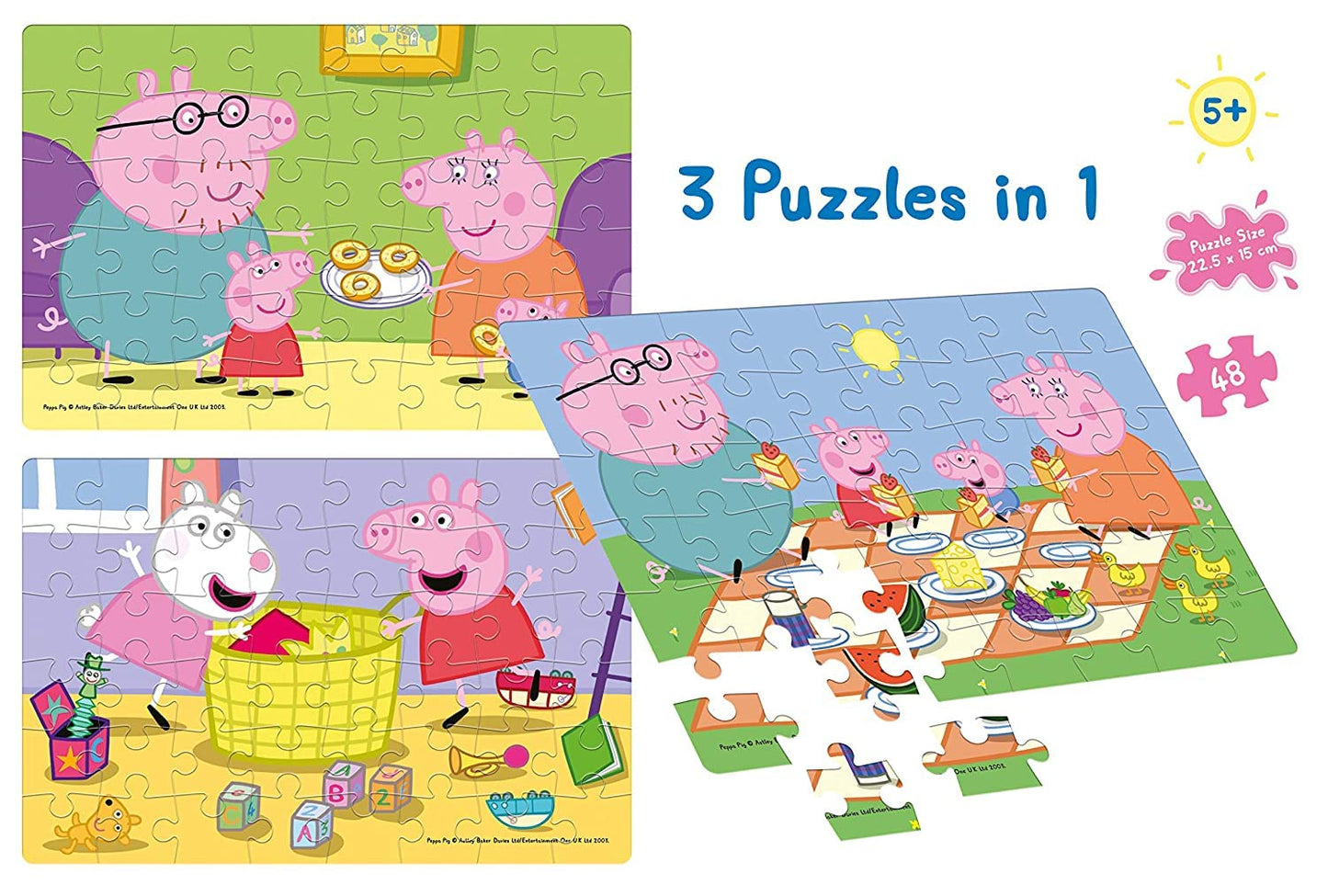 Frank Peppa Pig (48 Pieces) 3 in 1 Jigsaw Puzzle for Kids Above 5+ Years