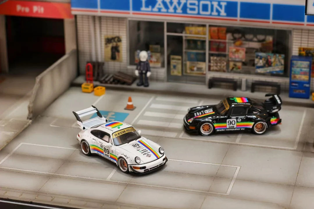 Street Warrior 1/64 Porsche RWB 964 Wide-Body "Apple Computer" White Limited Edition 1 Of 499 With Acrylic Case