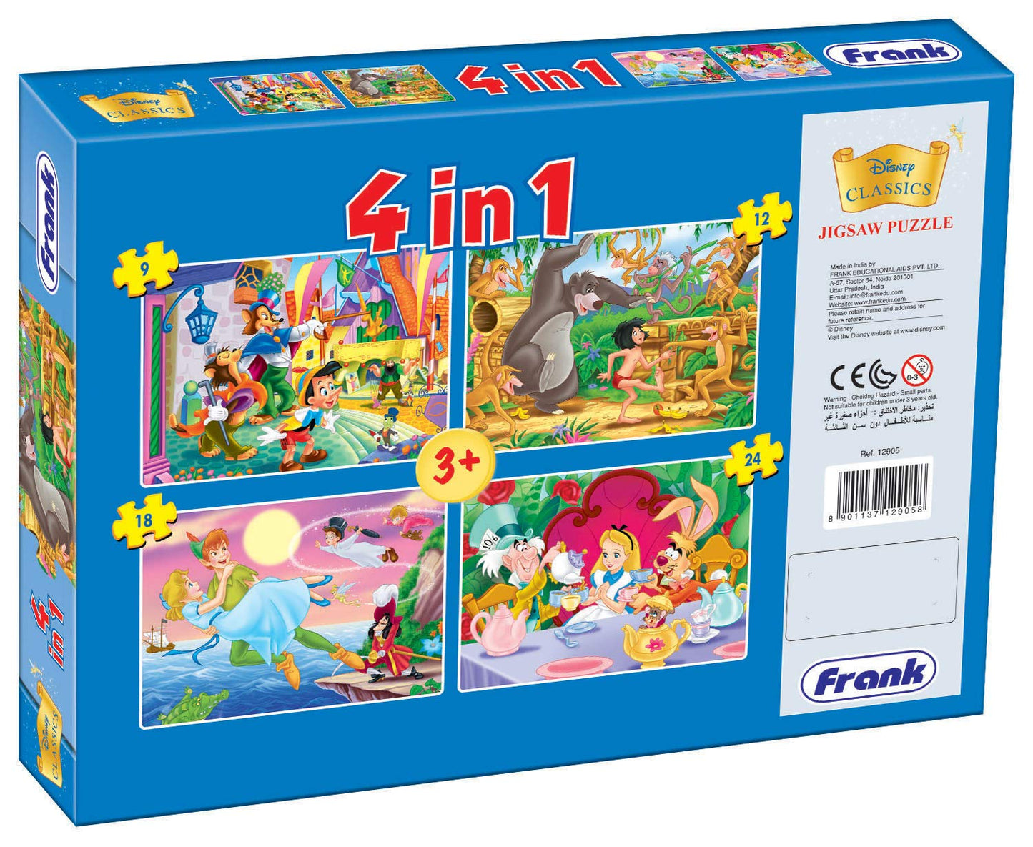 Frank Disney 4 in 1 Puzzles - A Set of 4 Jigsaw Puzzles for 3 Year Old Kids and Above (Disney Classics)