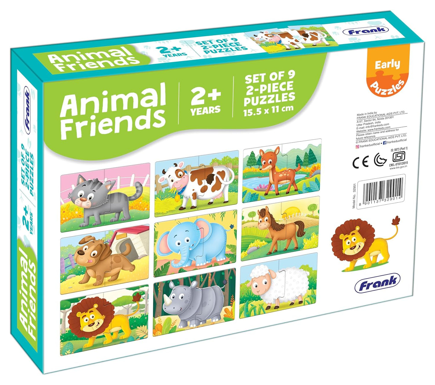 Frank Animal Friends (Set of 9) 2 Pcs Puzzle for Kids 2 Years and Above