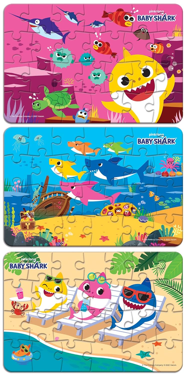 Frank Baby Shark 3 x 26 Pieces - A Set of 3 Cardboard Jigsaw Puzzles