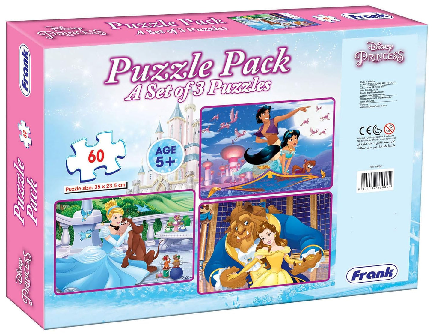 Frank Disney Princess Jigsaw Puzzle Pack- 3 Sets of 60 Pcs