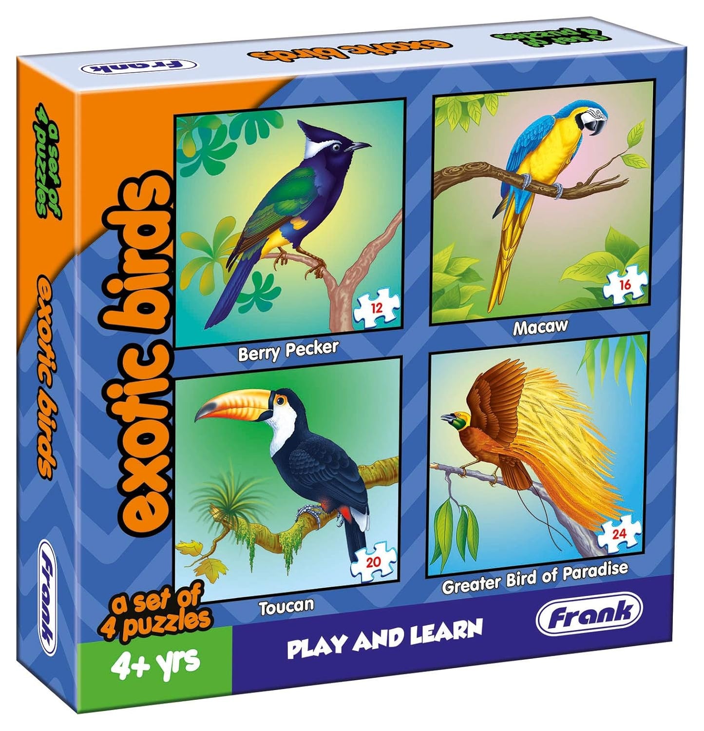 Frank Exotic Birds Animal Kingdom - A Set of 4 Jigsaw Puzzle for Kids Above 4+ Years