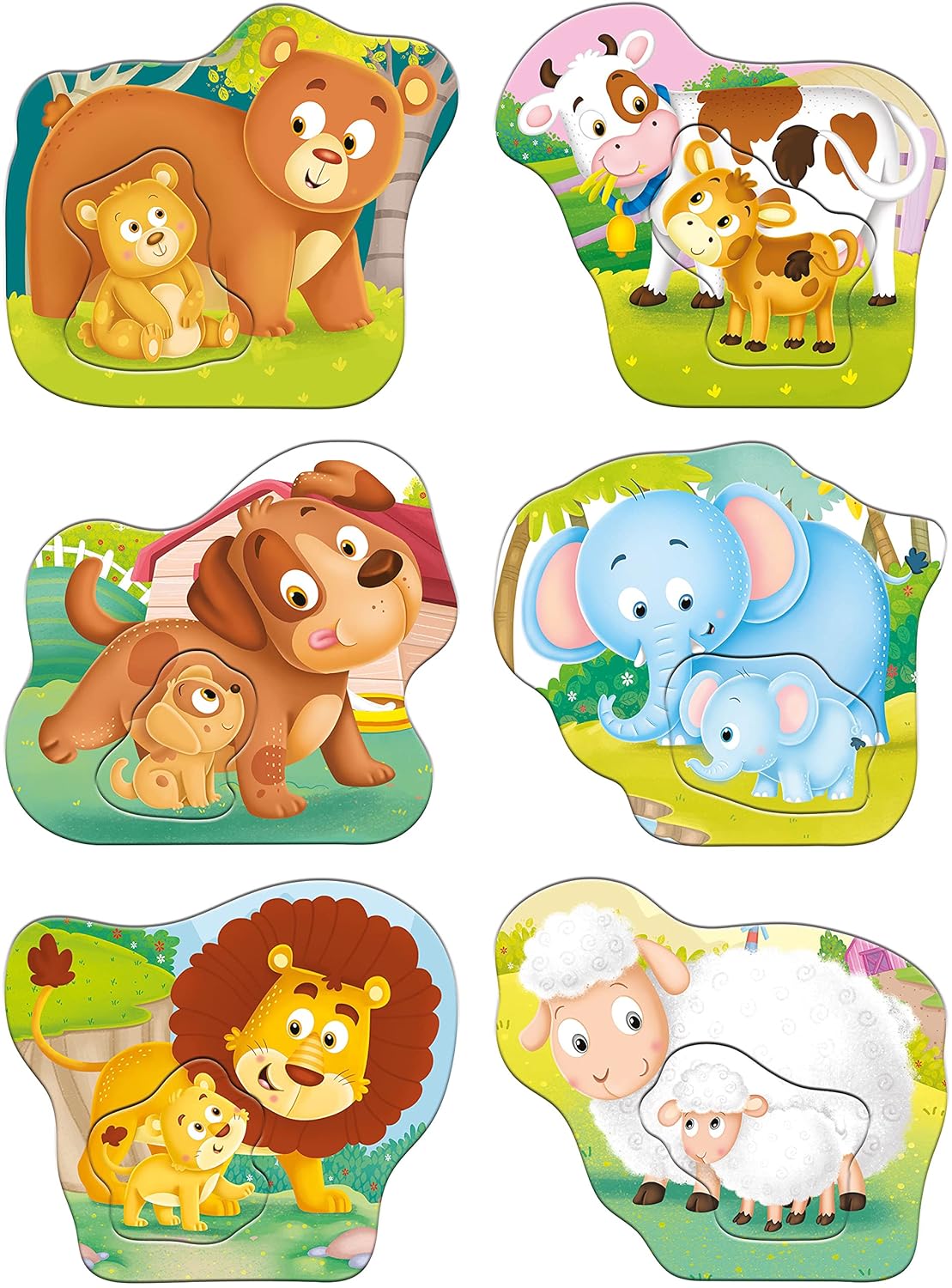 Frank Animals and Babies (Set of 6) 2 Pcs Puzzle for Kids Age 2 Years+