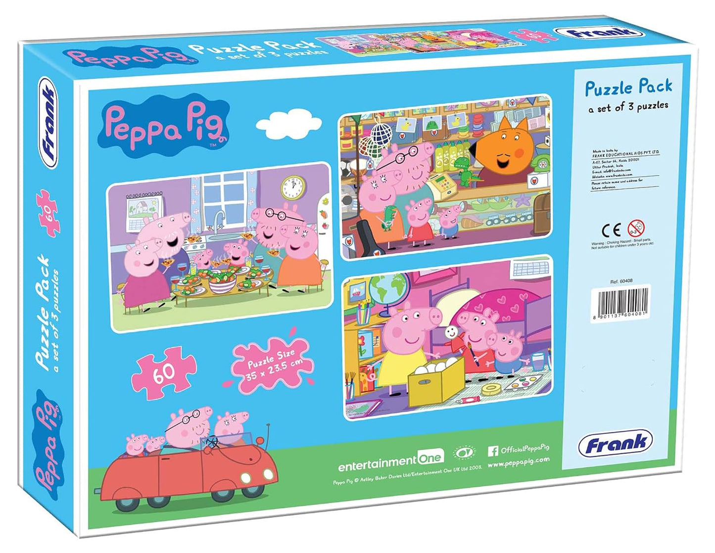 Frank Peppa Pig 3 in 1 Jigsaw Puzzle for Kids Above 5+ Years - 60 Pieces