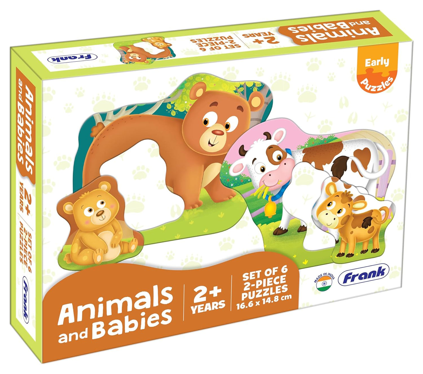 Frank Animals and Babies (Set of 6) 2 Pcs Puzzle for Kids Age 2 Years+