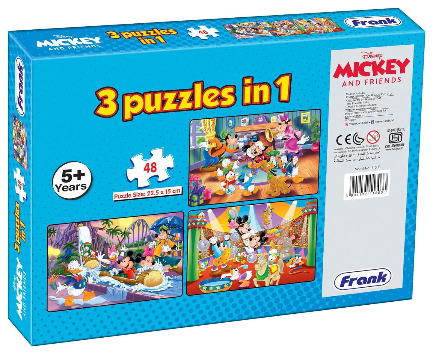 Frank Disney Mickey Mouse & Friends (48 Pieces) 3 in 1 Jigsaw Puzzle for Kids Above 5+ Years