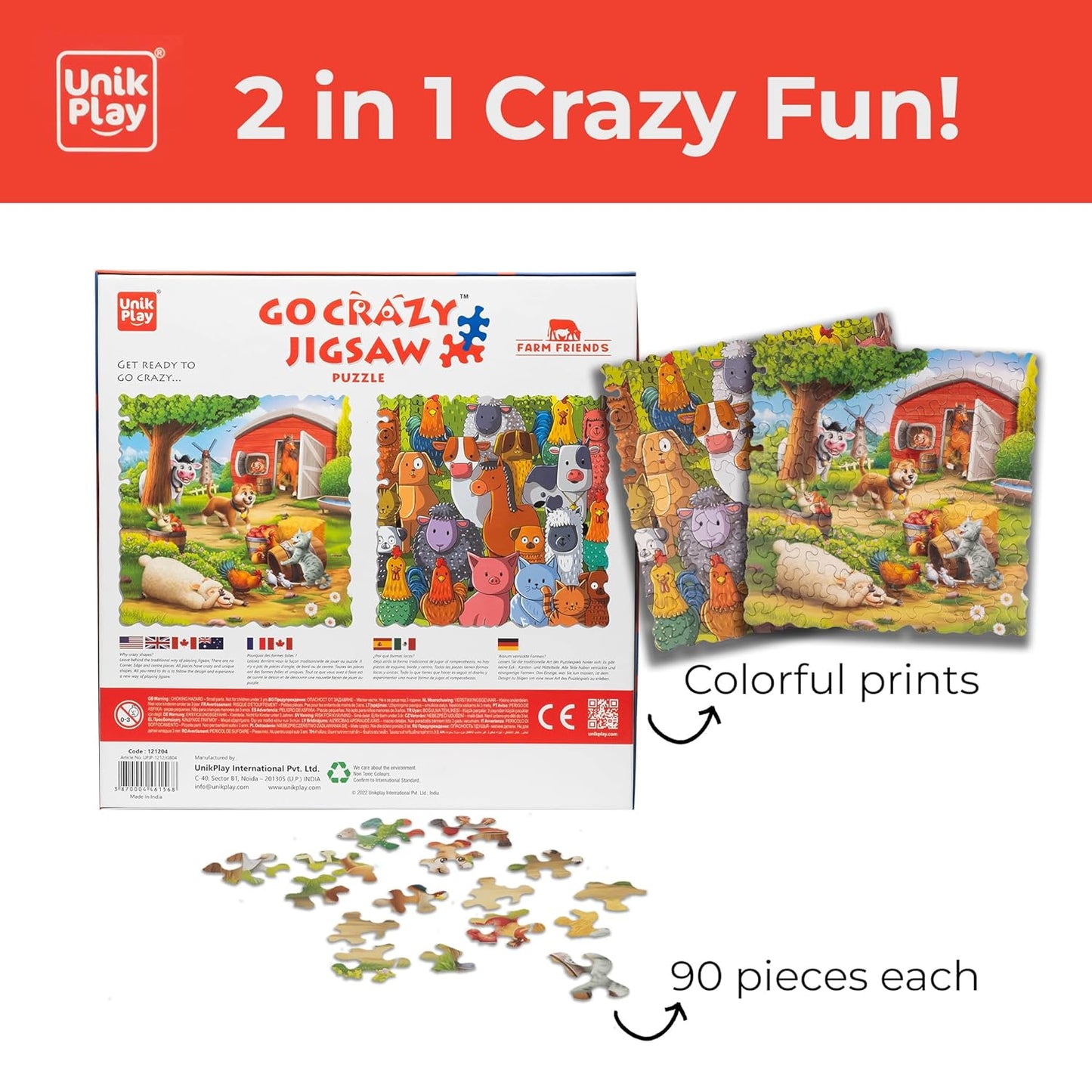 Unik Play Go Crazy Jigsaw Puzzle for Kids and Adults Age 6 to 99 Years