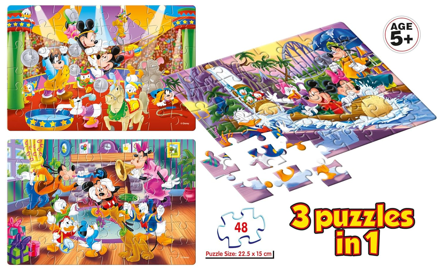 Frank Disney Mickey Mouse & Friends (48 Pieces) 3 in 1 Jigsaw Puzzle for Kids Above 5+ Years