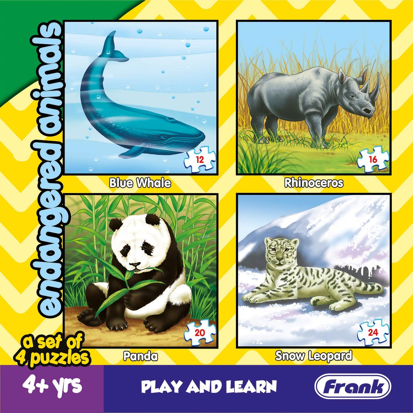 Frank Endangered Animals - A Set of 4 Jigsaw Puzzle for Kids Above 4+ Years