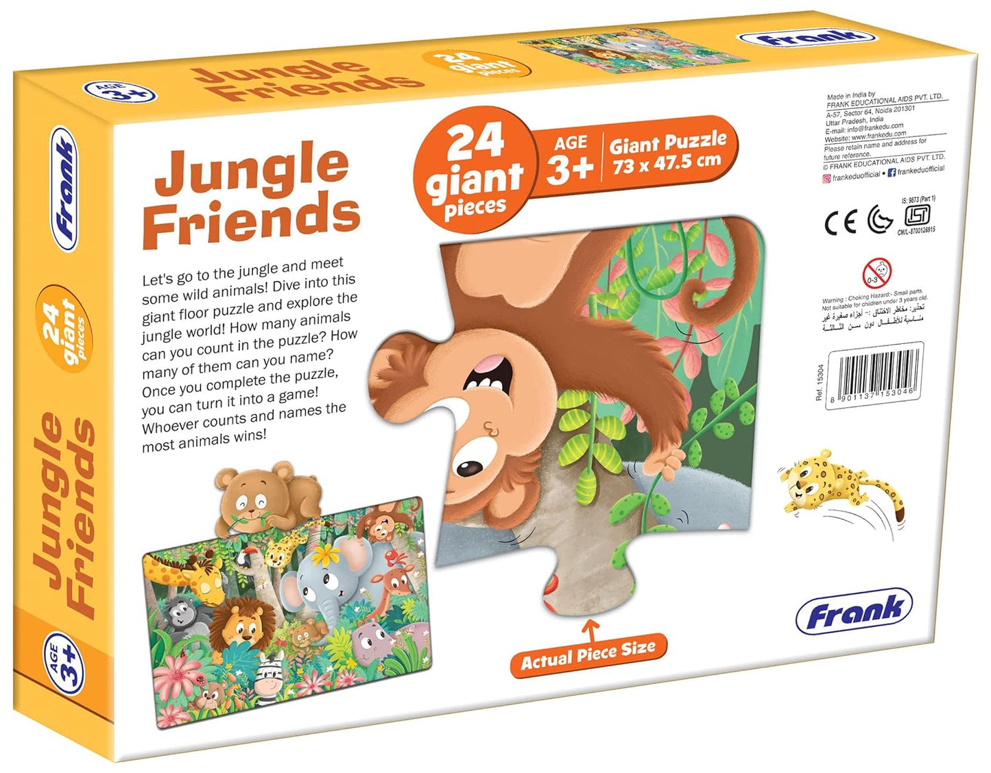 Frank Jungle Friends Giant Floor Jigsaw Puzzle for Kids Age 3 Years Old & Above