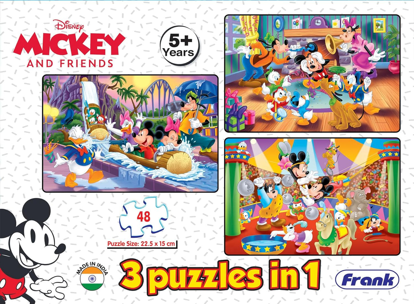 Frank Disney Mickey Mouse & Friends (48 Pieces) 3 in 1 Jigsaw Puzzle for Kids Above 5+ Years