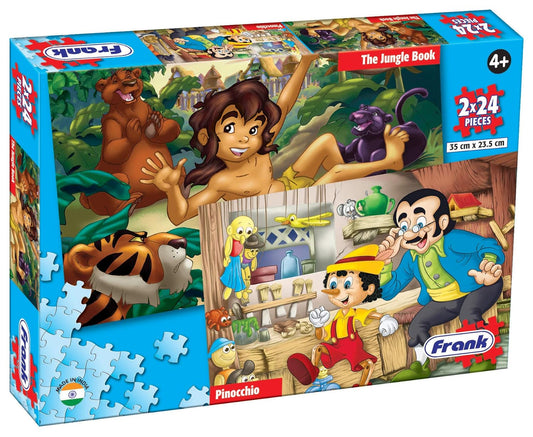 Frank The Jungle Book and Pinocchio Puzzles - 24 Pieces 2 in 1 Jigsaw Puzzles for Kids for Age 4 Years Old and Above