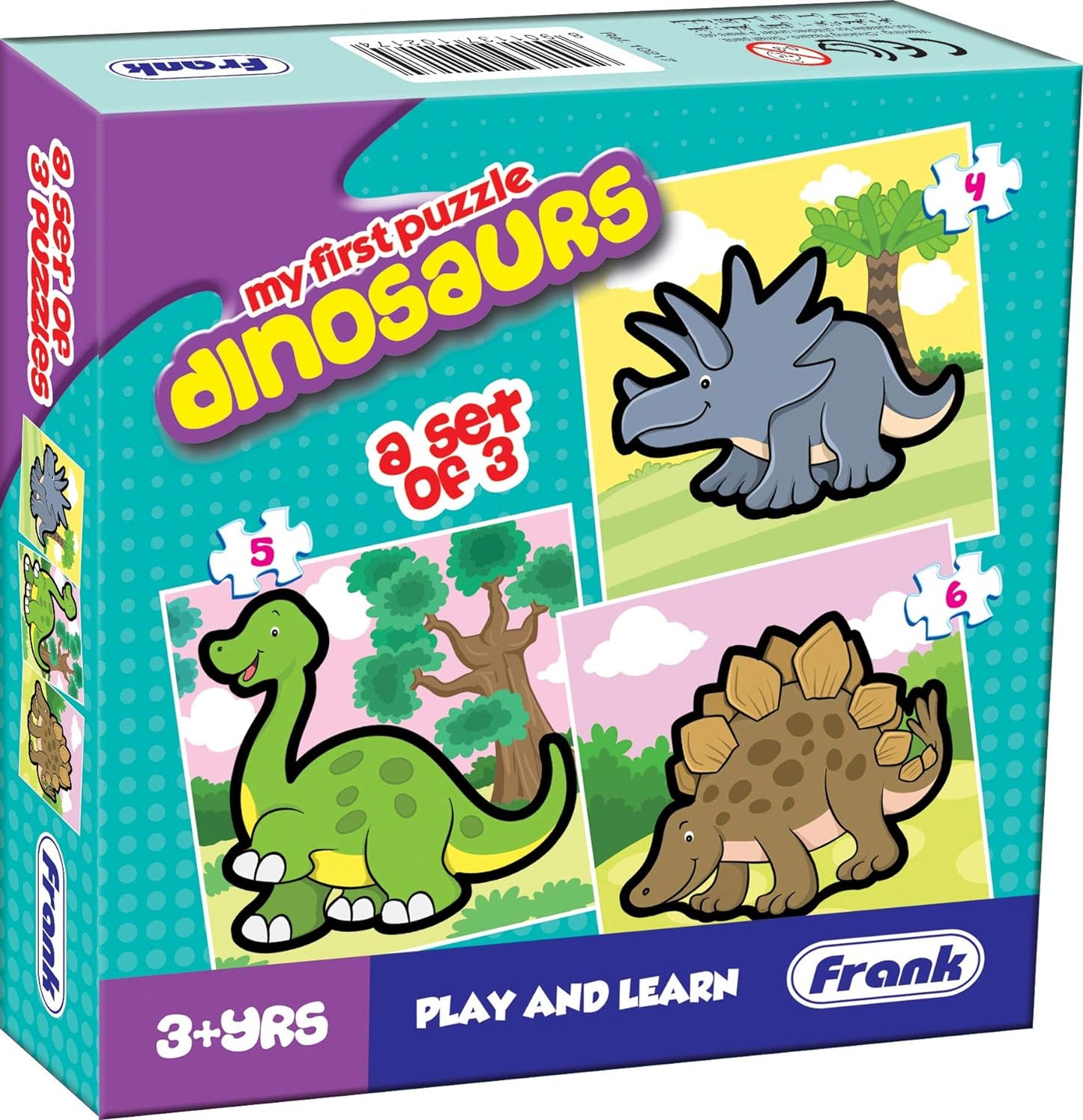 Frank Dinosaurs - A Set of 3 Jigsaw Puzzle for Kids Above 3+ Years