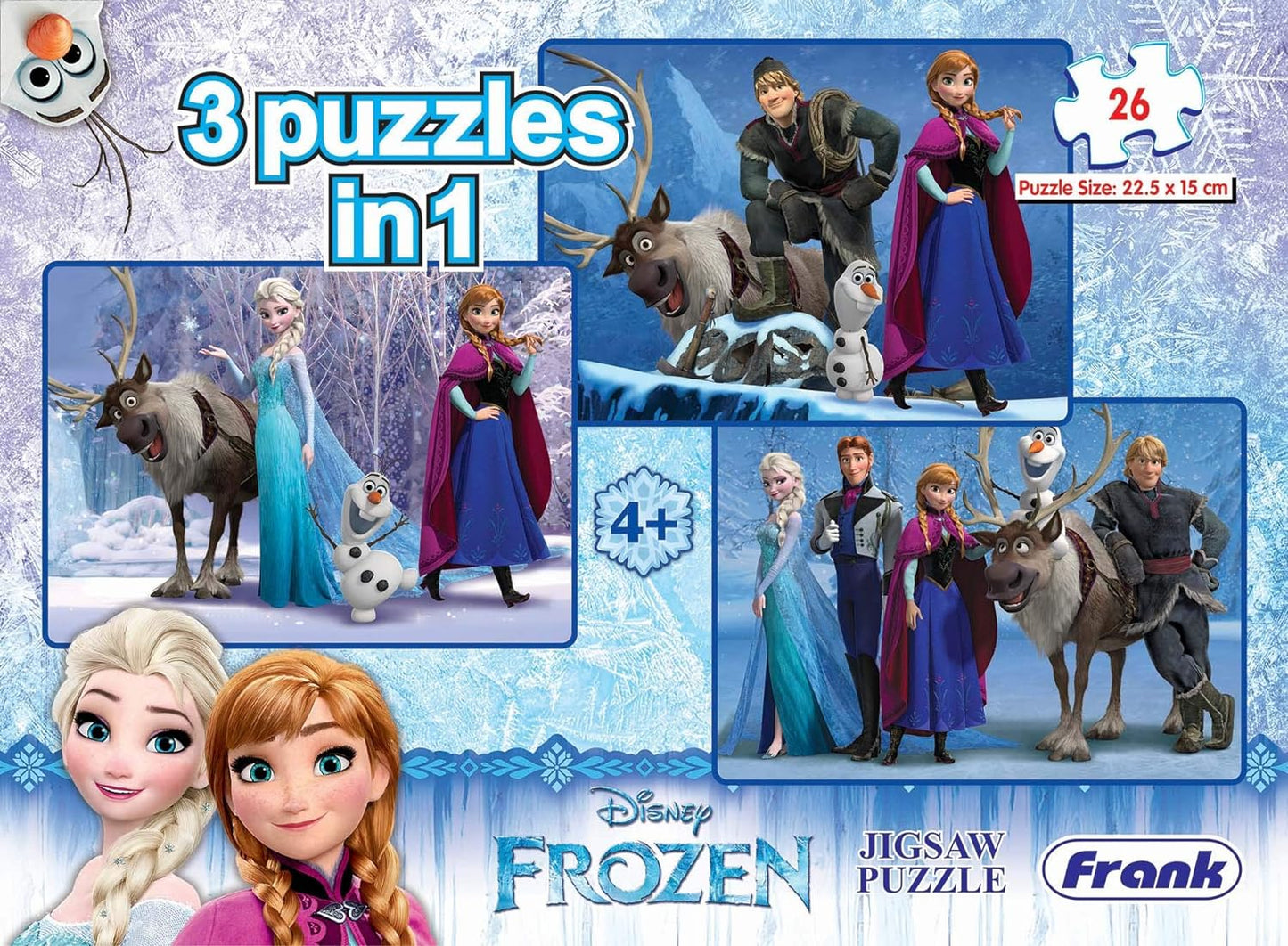 Frank Disney Frozen - A Set of 4 Jigsaw Puzzle for Kids Above 4+ Years