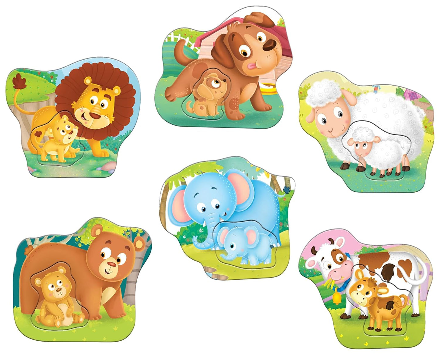 Frank Animals and Babies (Set of 6) 2 Pcs Puzzle for Kids Age 2 Years+