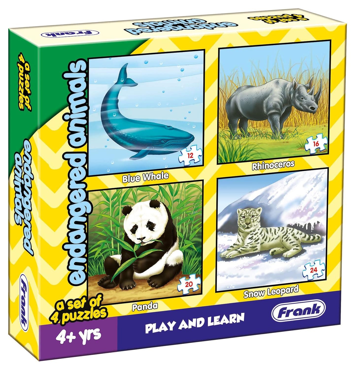 Frank Endangered Animals - A Set of 4 Jigsaw Puzzle for Kids Above 4+ Years