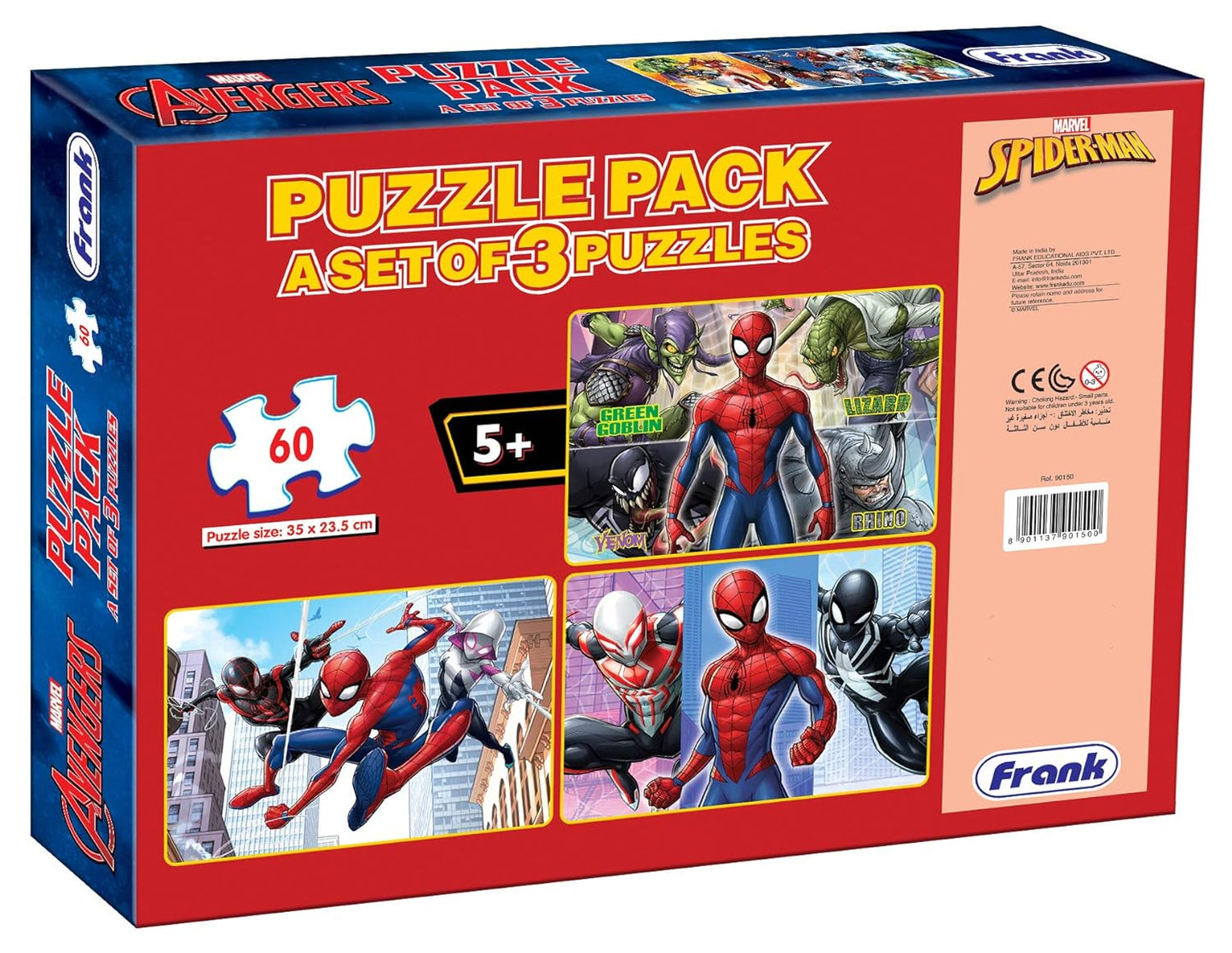 Frank Marvel Spider-Man 3 in 1 Jigsaw Puzzles (60 Pcs)