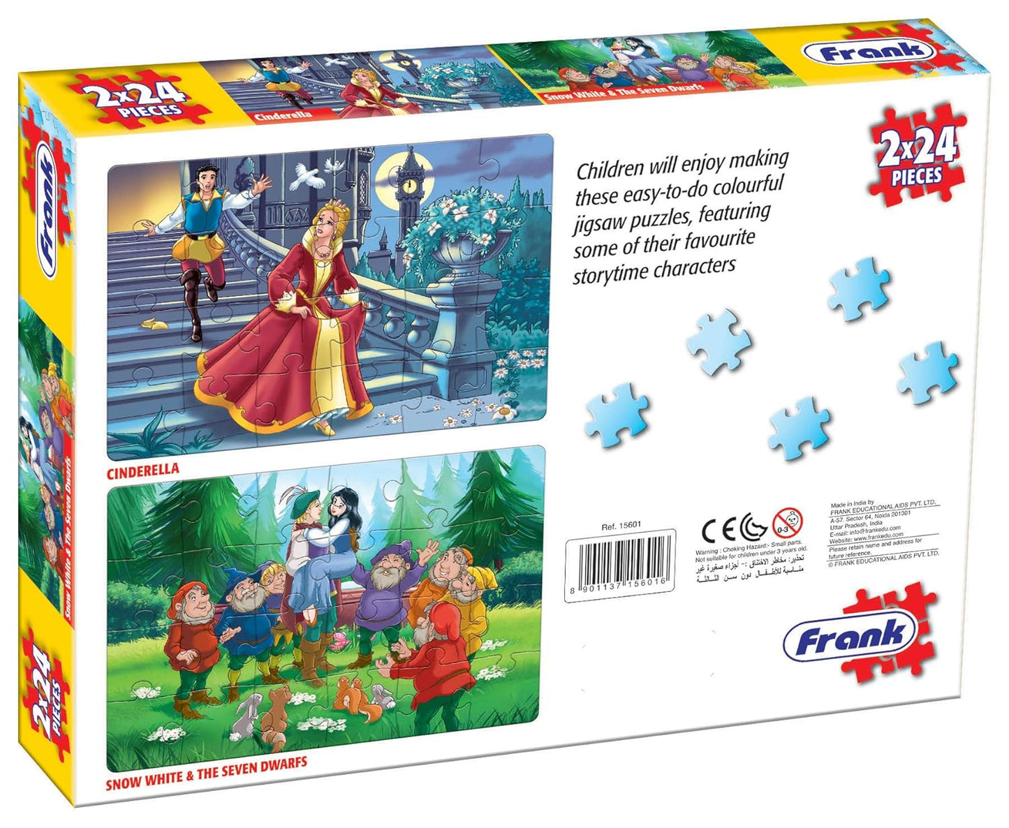 Frank Cinderella and Snow White & The Seven Dwarfs Puzzles - 24 Pieces 2 in 1 Jigsaw Puzzles for Kids for Age 4+