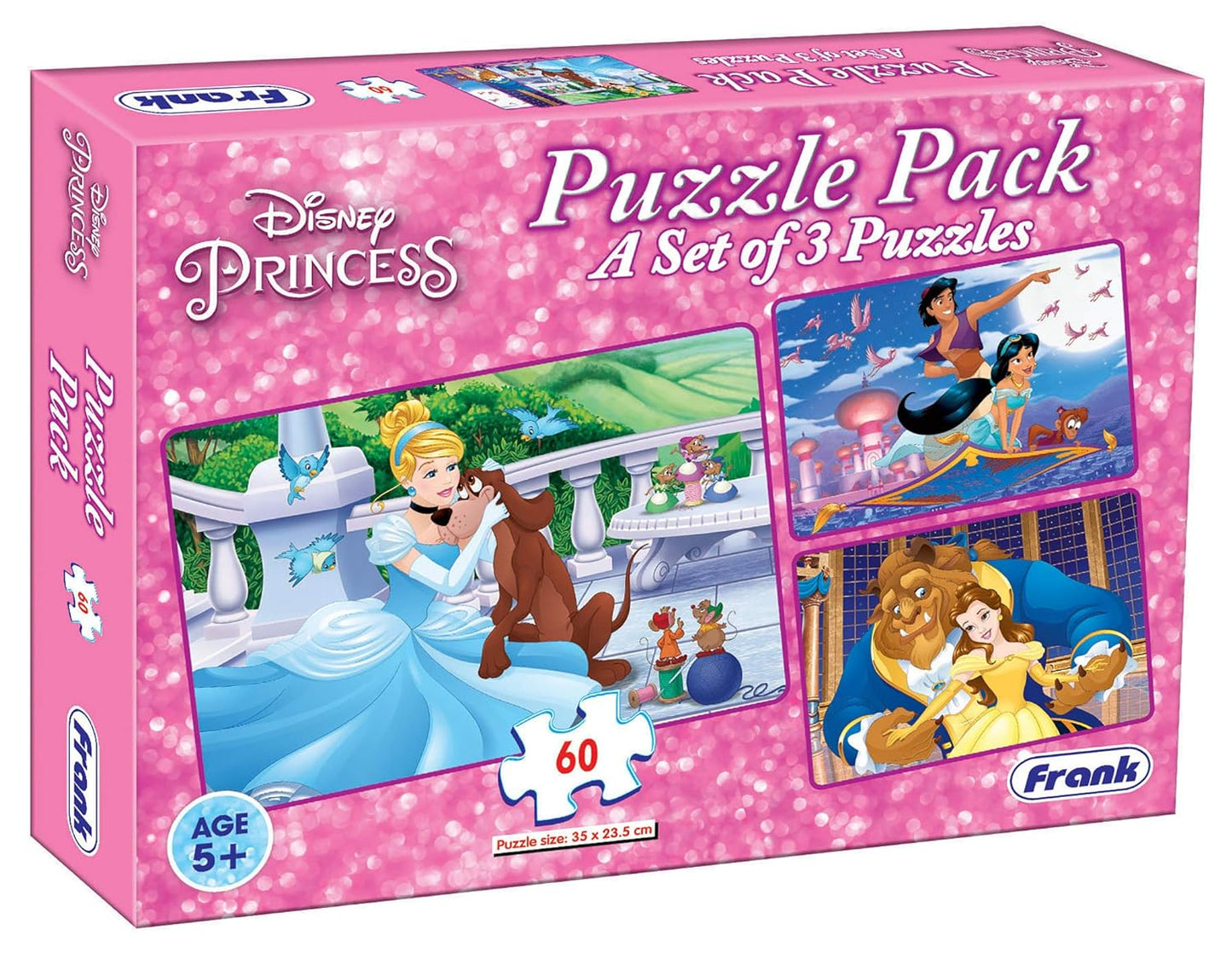 Frank Disney Princess Jigsaw Puzzle Pack- 3 Sets of 60 Pcs