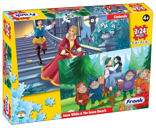 Frank Cinderella and Snow White & The Seven Dwarfs Puzzles - 24 Pieces 2 in 1 Jigsaw Puzzles for Kids for Age 4+