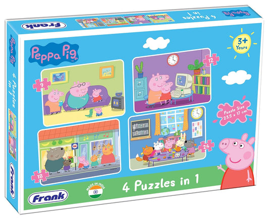 Frank Peppa Pig - A Set of 4 Jigsaw Puzzle for Kids Above 3+ Years