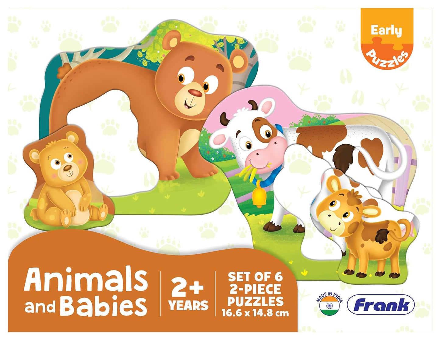 Frank Animals and Babies (Set of 6) 2 Pcs Puzzle for Kids Age 2 Years+