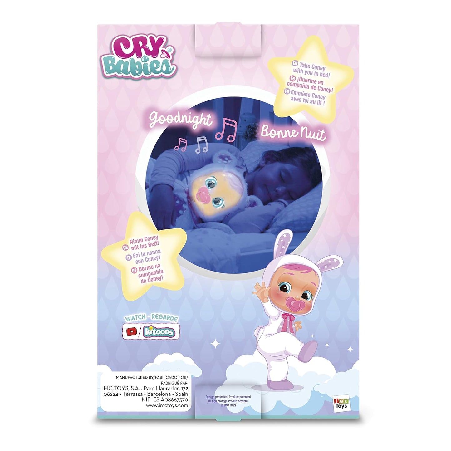 Cry Babies Goodnight Coney - Sleepy Time Baby Doll with LED Lights and Lullabies