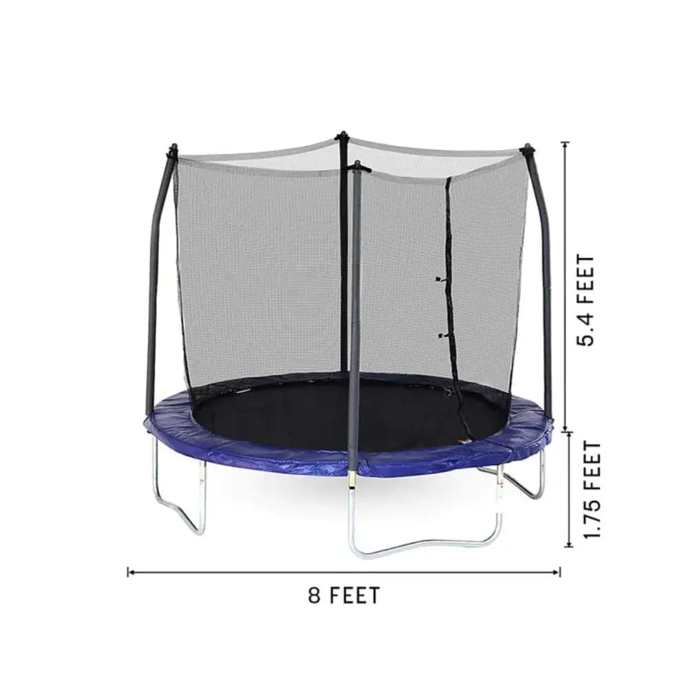 Skywalker Trampoline 8 feet Trampoline with Safety Enclosure – Blue (for age 6+ Years) with warranty