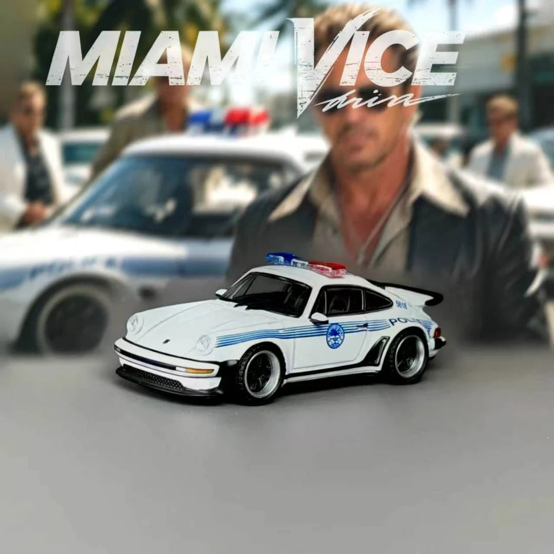 Rhino Model 1/64 Porsche 911 Turbo 930 Miami Police Department 1980 Livery With Acrylic Case