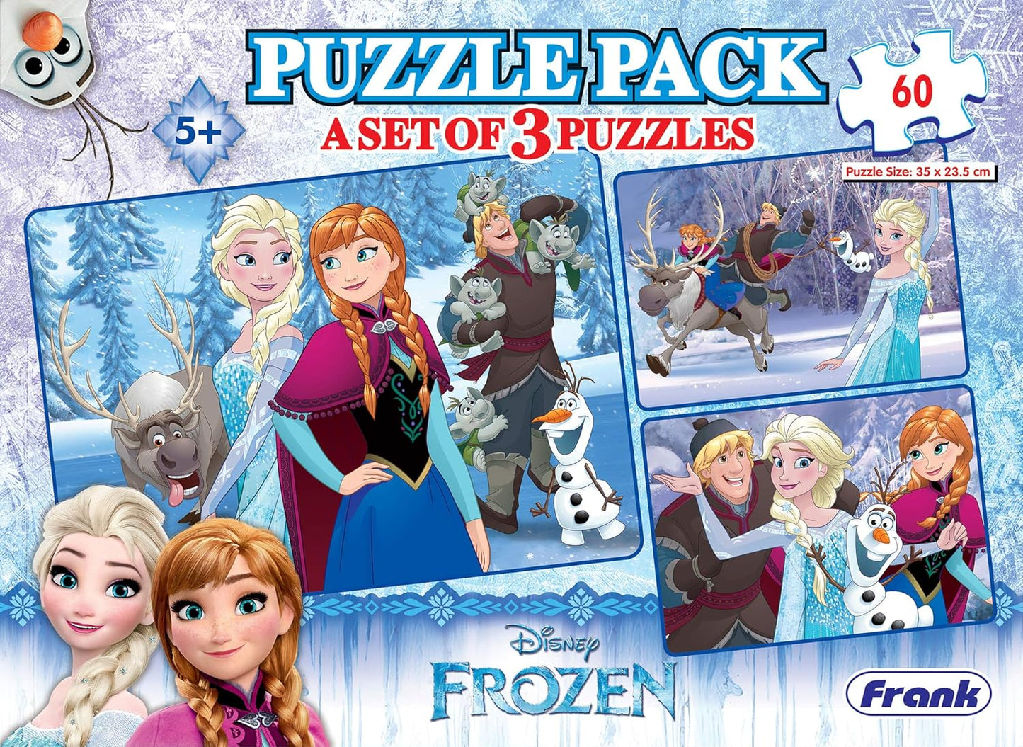 Frank Disney Frozen Puzzle Pack A Set Of 3 Puzzles 60 Pieces