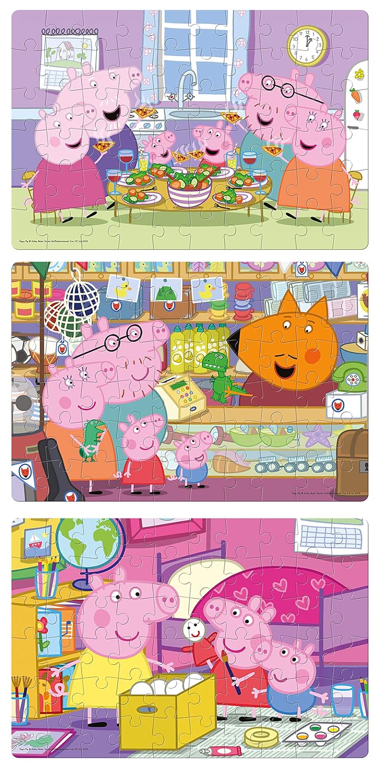 Frank Peppa Pig 3 in 1 Jigsaw Puzzle for Kids Above 5+ Years - 60 Pieces