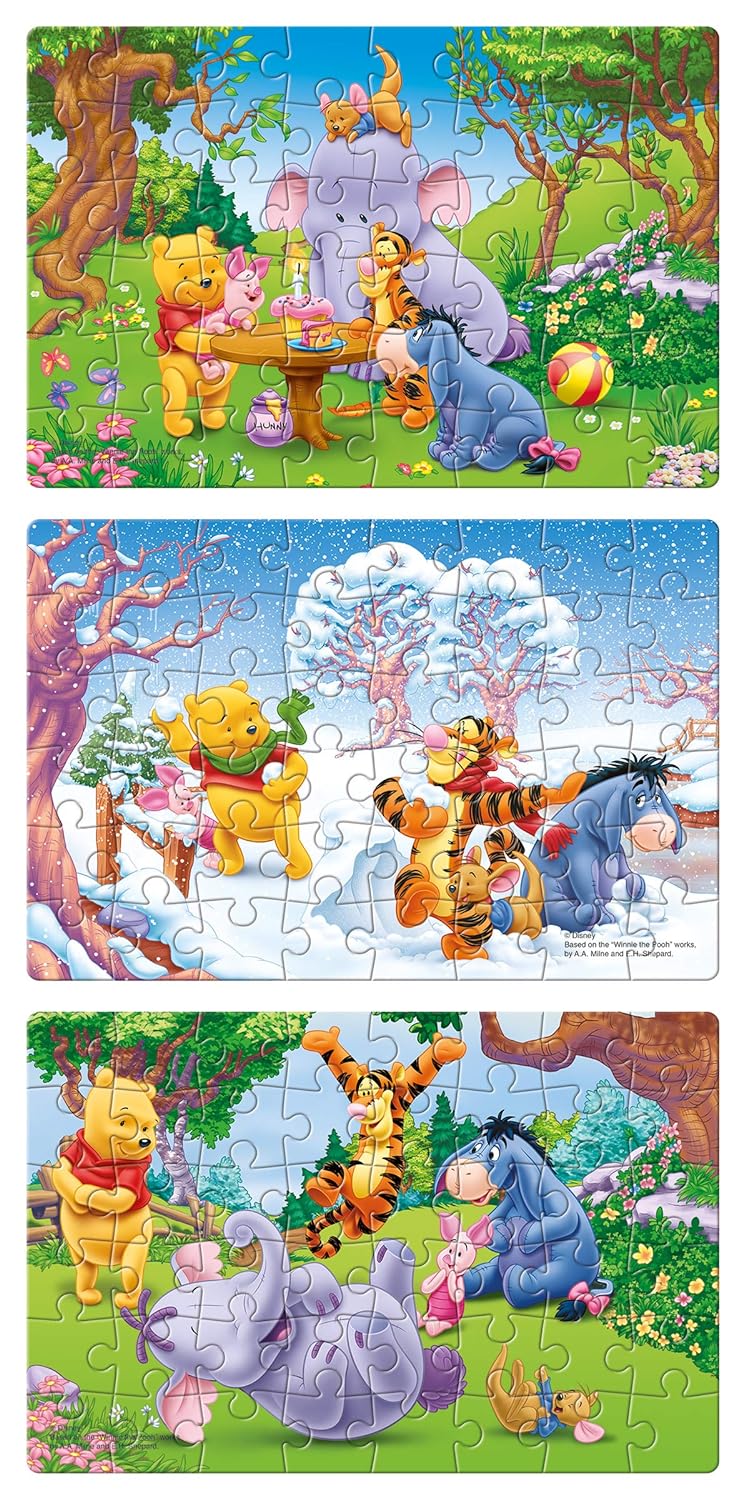 Frank Disney Winnie The Pooh (48 Pieces) 3 in 1 Jigsaw Puzzle for Kids Above 5+ Years