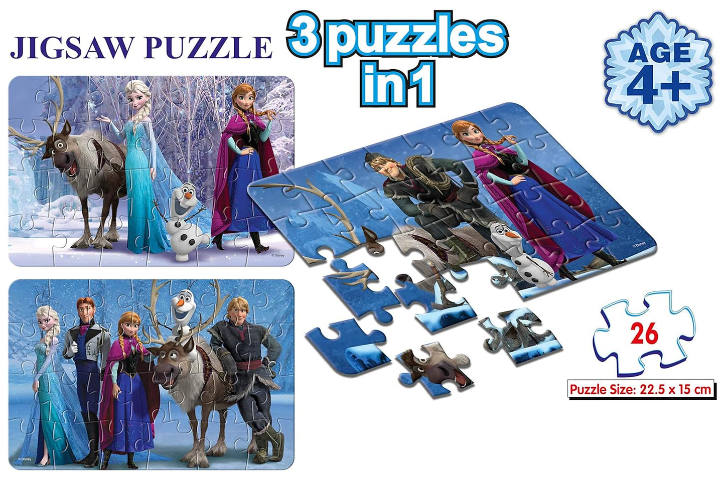 Frank Disney Frozen - A Set of 4 Jigsaw Puzzle for Kids Above 4+ Years