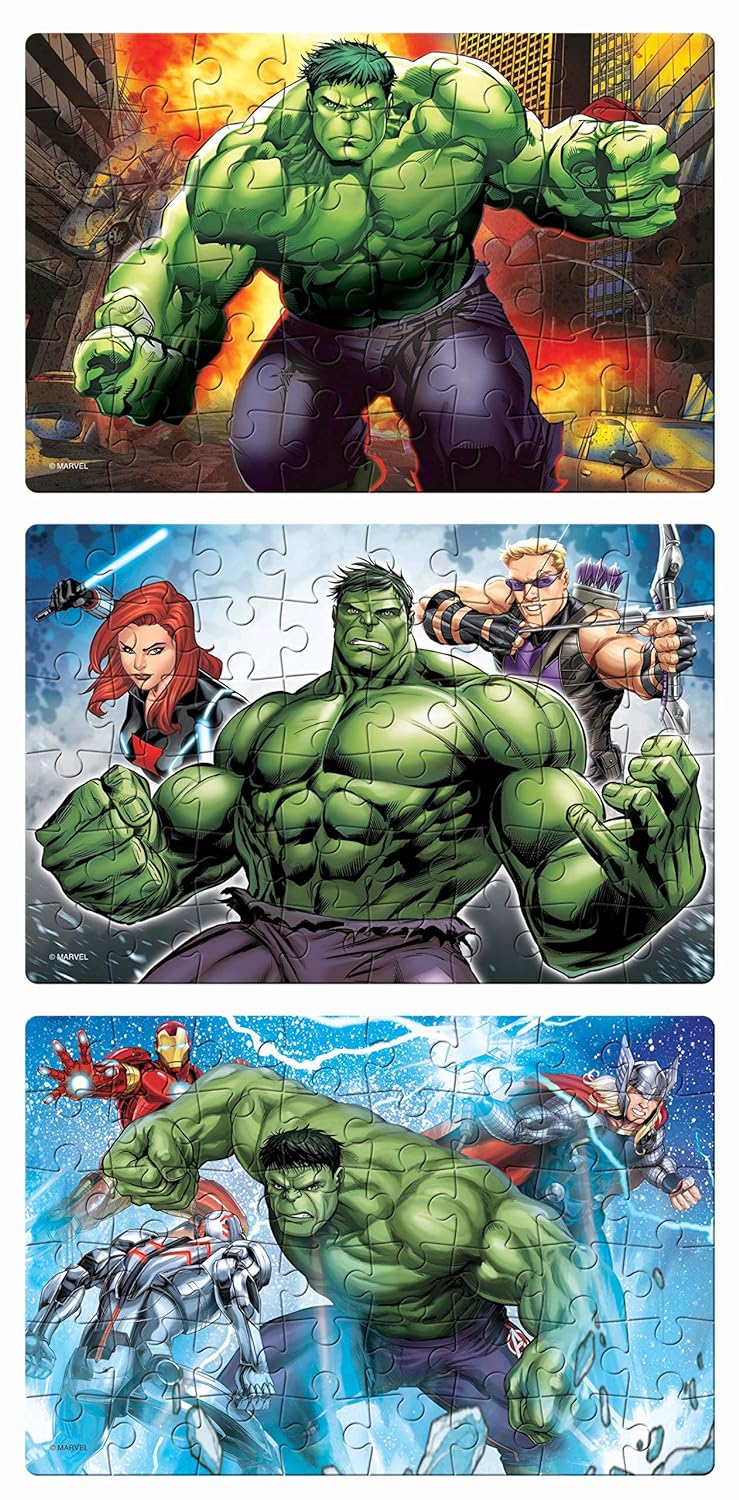 Frank Marvel Avengers Puzzles - The Incredible Hulk! - 48 Pieces 3 in 1 Jigsaw Puzzles for Kids for Age 5 Years Old and Above