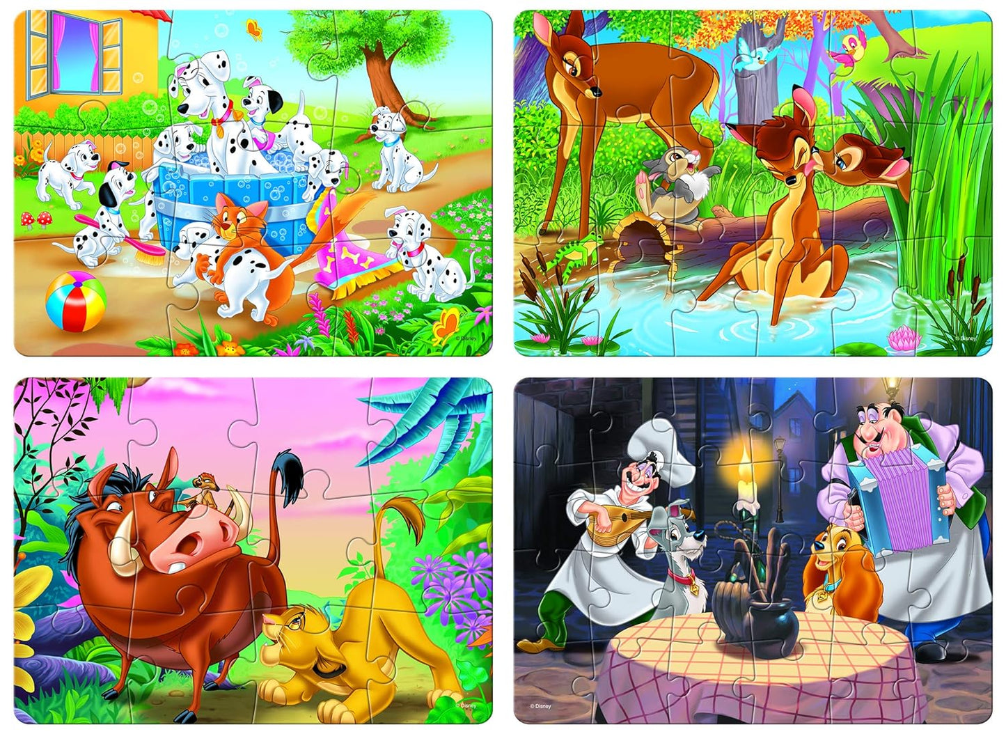 Frank Disney 4 in 1 Puzzles - A Set of 4 Jigsaw Puzzles for 3 Year Old Kids and Above (Animal Friends)