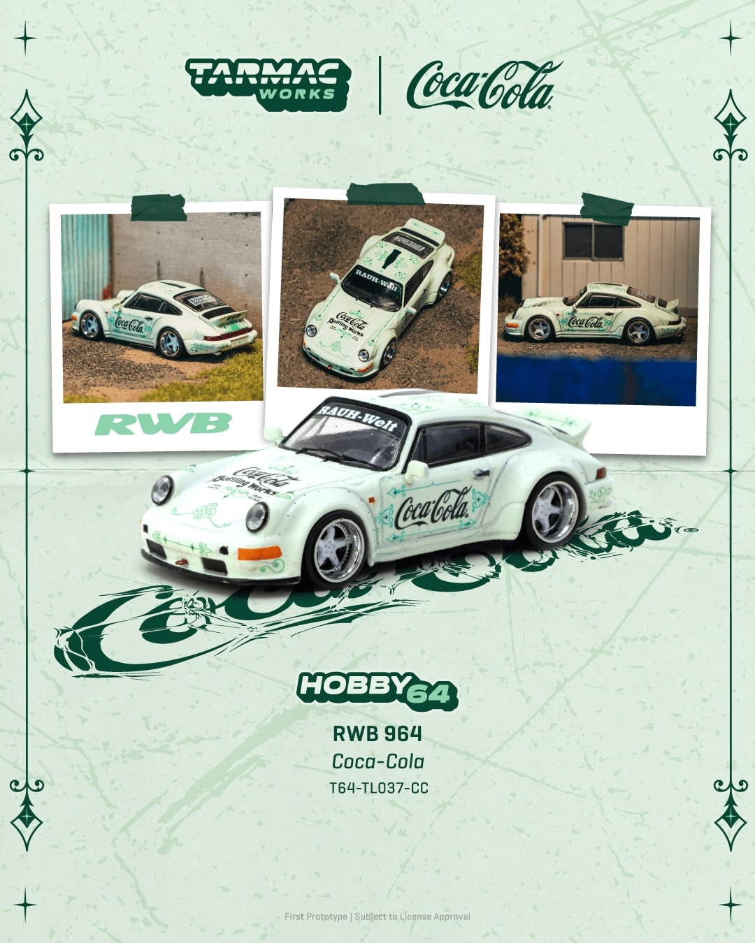 Tarmac Works 1/64 Porsche RWB 964 "Coca-Cola" With Acrylic Case