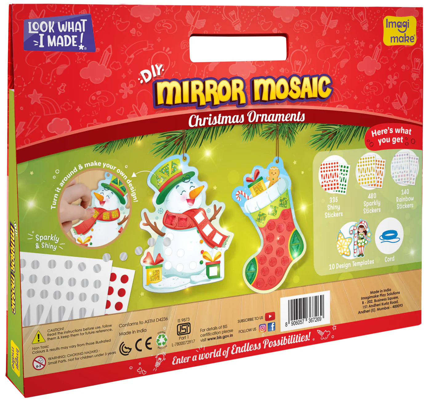 Imagi Make DIY Mirror Mosaic Christmas Ornaments