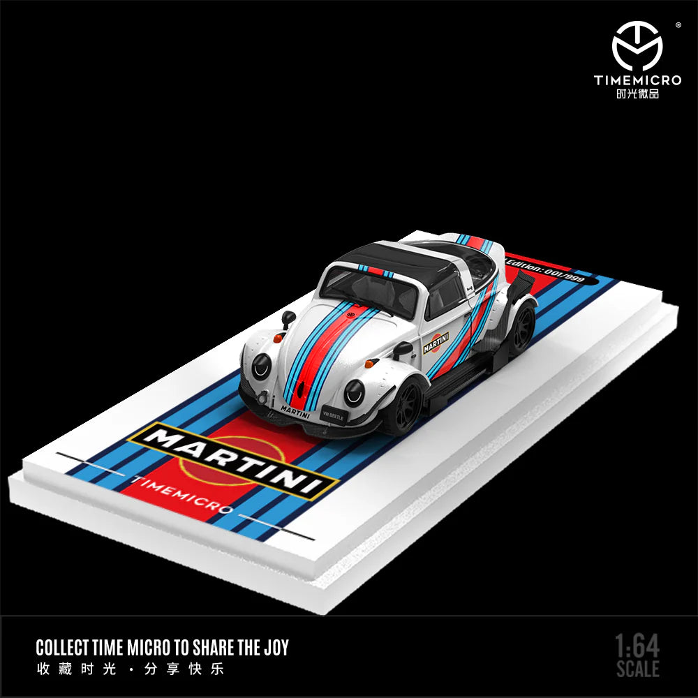 Time Micro 1/64 Volkswagen Beetle Martini Livery Limited Edition 125/999 With Acrylic Case