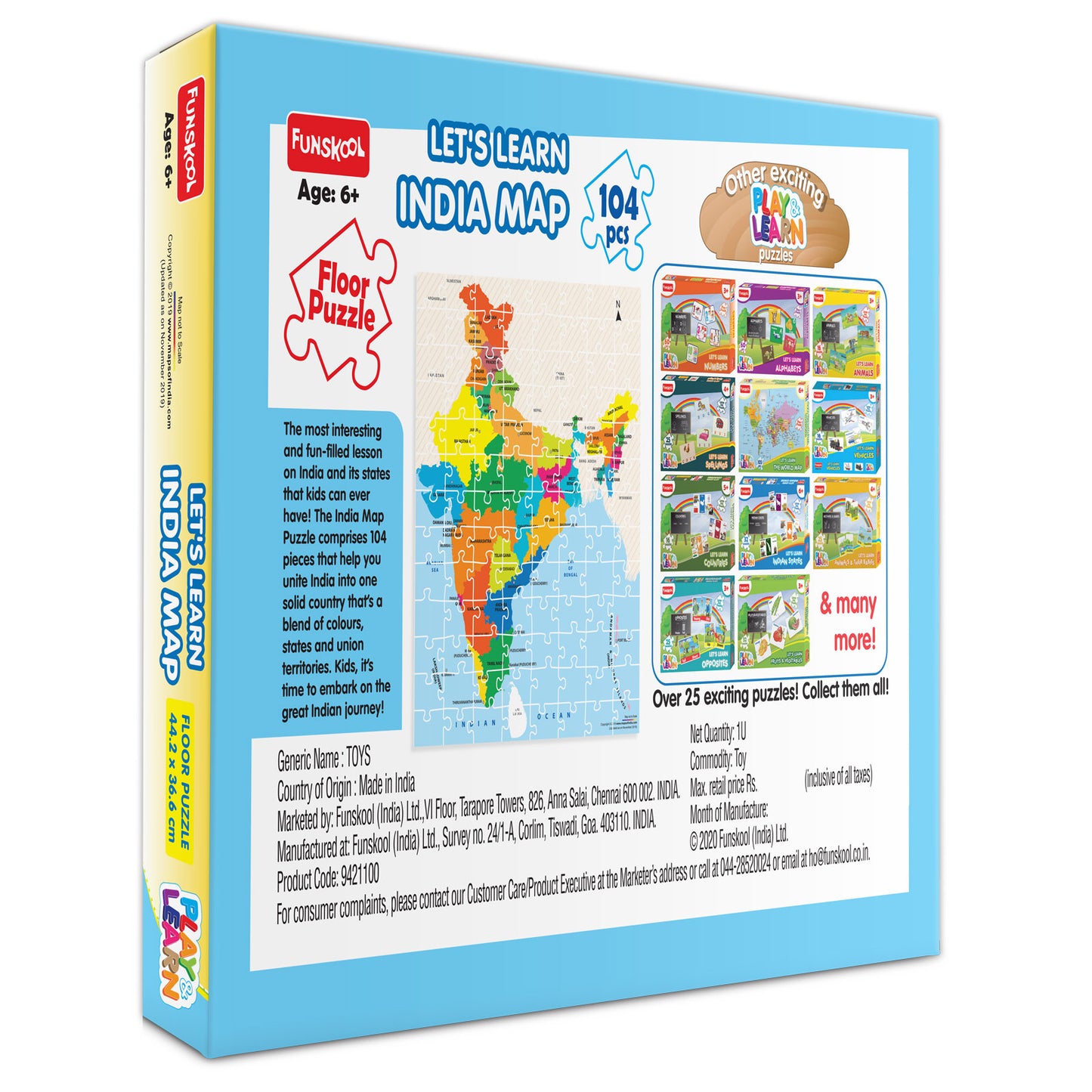 Funskool Let's Learn India Map Puzzle For 6 year Old Kids And Above