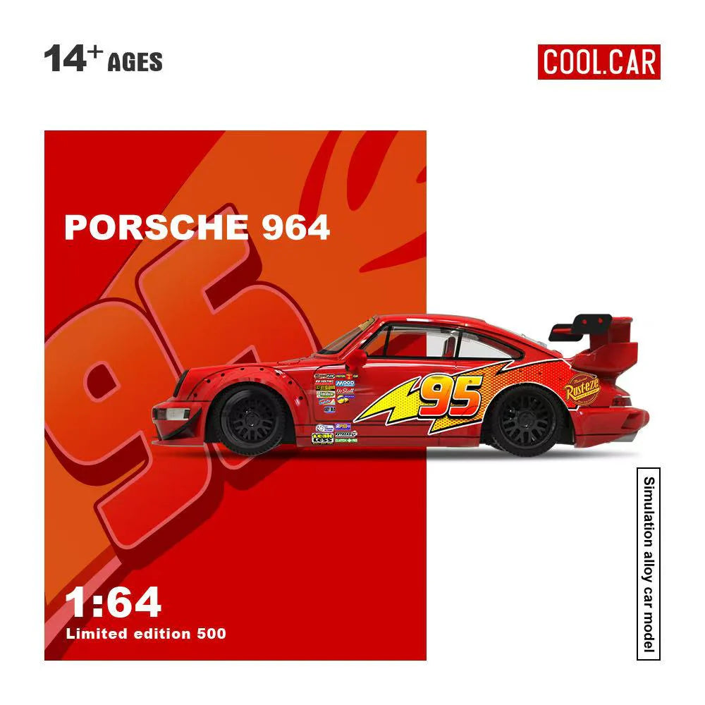 Cool Car 1/64 Porsche 964 "Lightning McQueen" Edition Limited Edition 231/500 With Acrylic Case