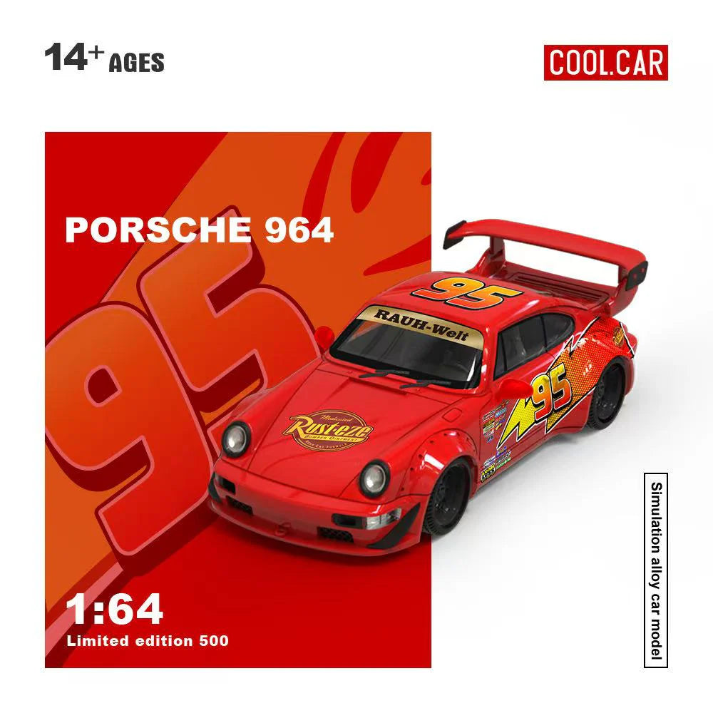 Cool Car 1/64 Porsche 964 "Lightning McQueen" Edition Limited Edition 231/500 With Acrylic Case