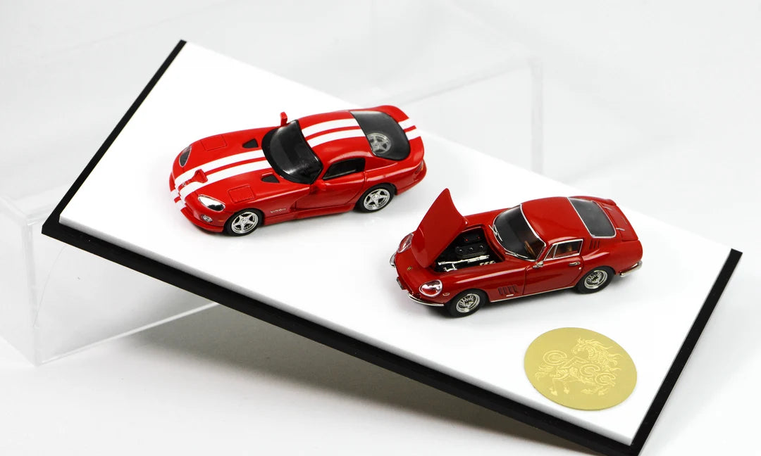 GFCC 1/64 1966 Ferrari 275 GTB & 1996 Dodge Viper GTS "2026 Year Of The Horse " Limited Edition 004/299 Twin Pack With Acrylic Case