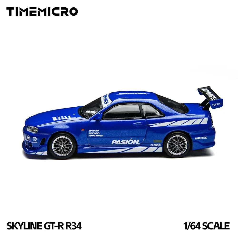 Time Micro 1/64 Nissan Skyline GT-R R34 ( C-West R34) With Acrylic Case