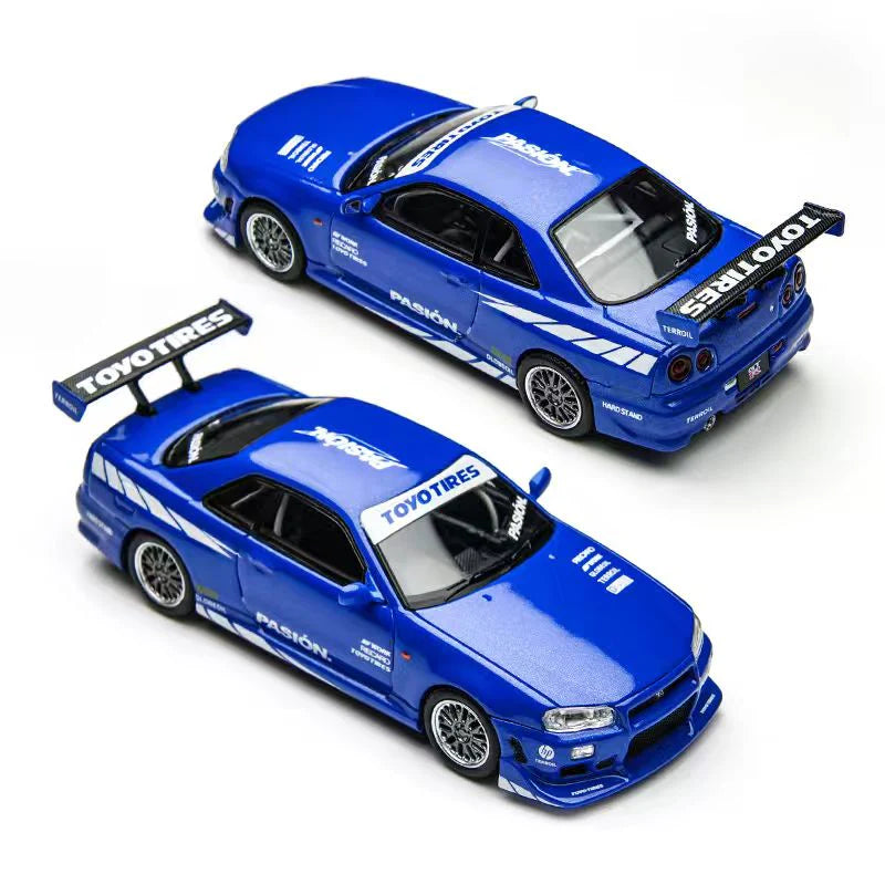Time Micro 1/64 Nissan Skyline GT-R R34 ( C-West R34) With Acrylic Case
