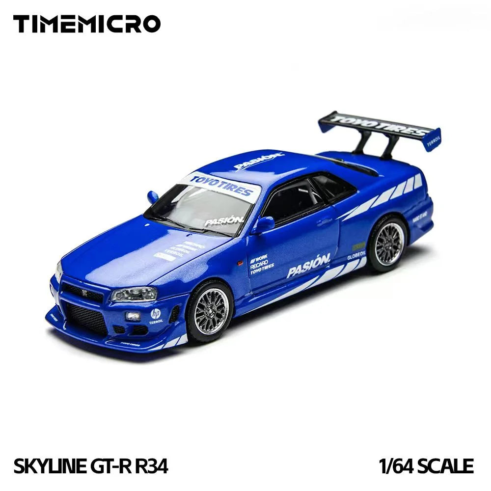 Time Micro 1/64 Nissan Skyline GT-R R34 ( C-West R34) With Acrylic Case