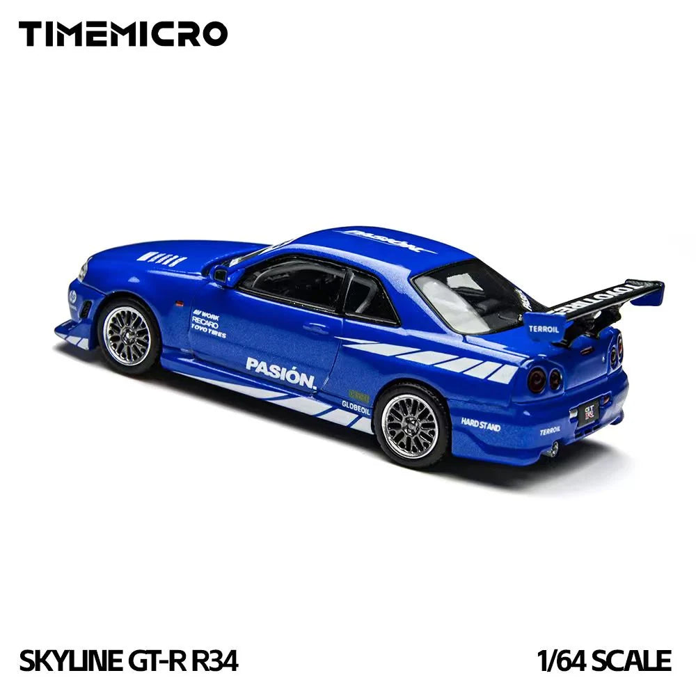 Time Micro 1/64 Nissan Skyline GT-R R34 ( C-West R34) With Acrylic Case