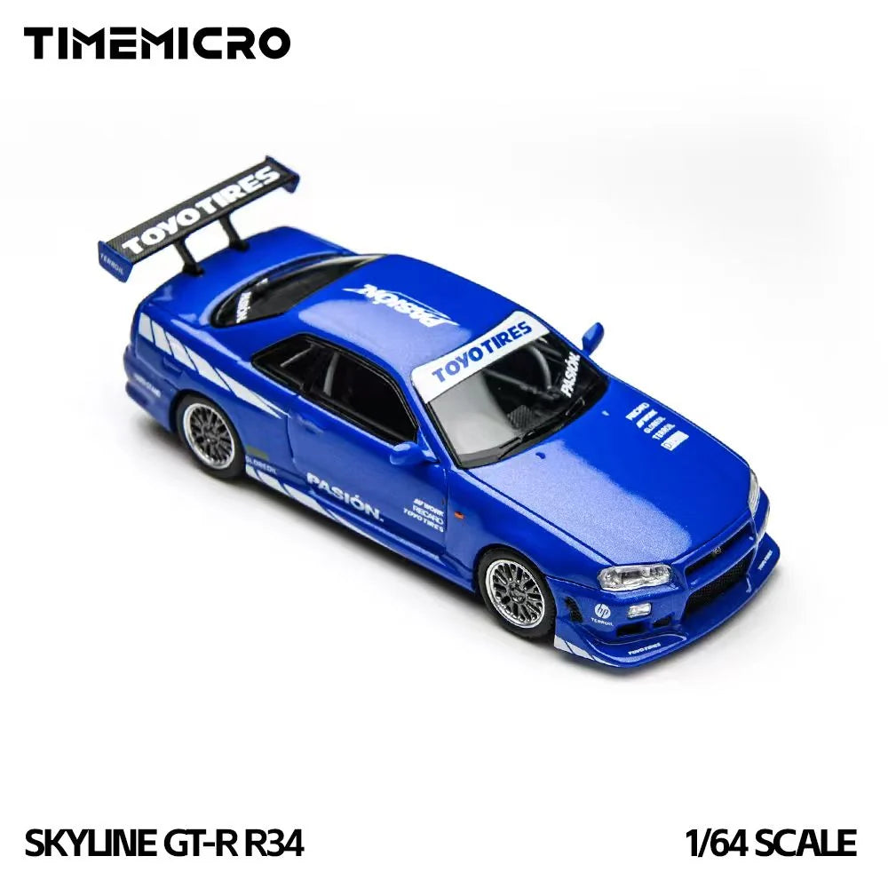Time Micro 1/64 Nissan Skyline GT-R R34 ( C-West R34) With Acrylic Case